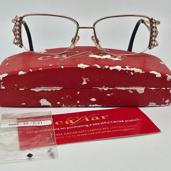 Caviar Champagne Series M5568 C.21 Gold w/ Swarovski Crystals Eyeglasses Frame - Picture 1 of 16